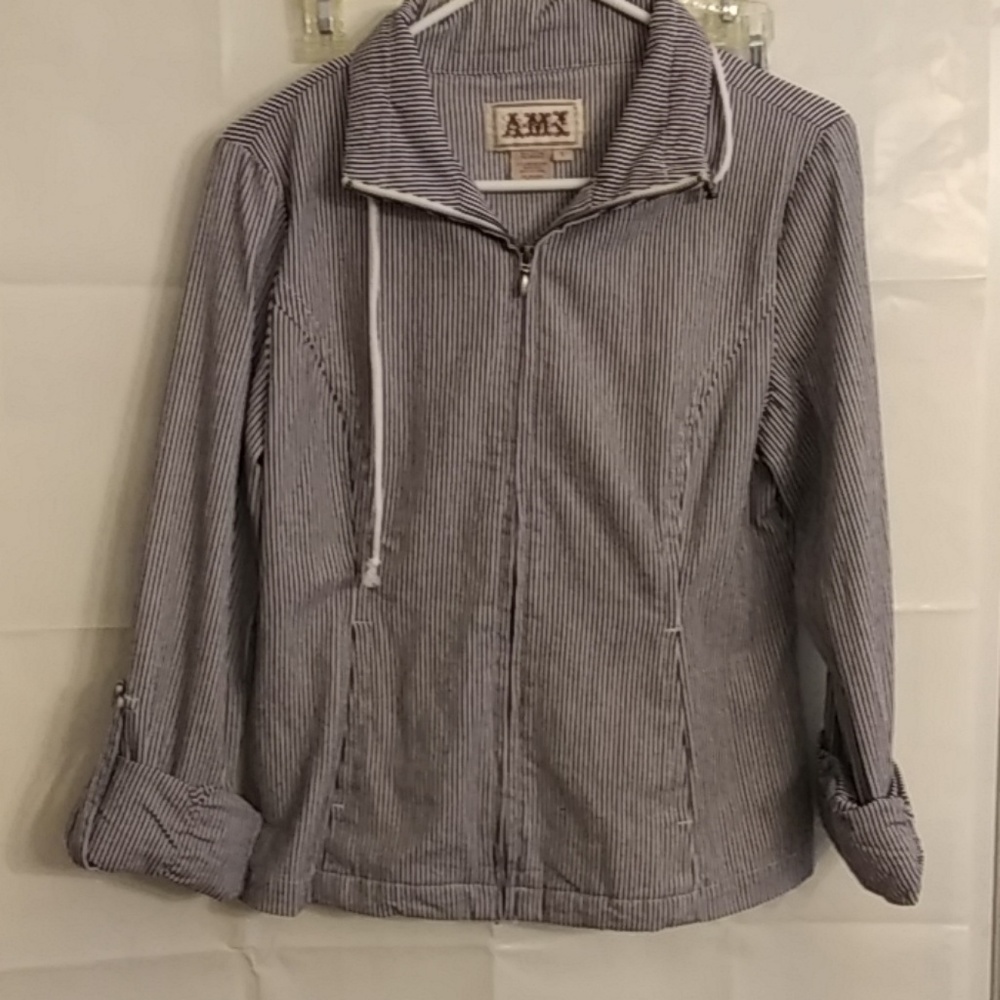AMX Women's Casual Jacket Size S Black/White Srip